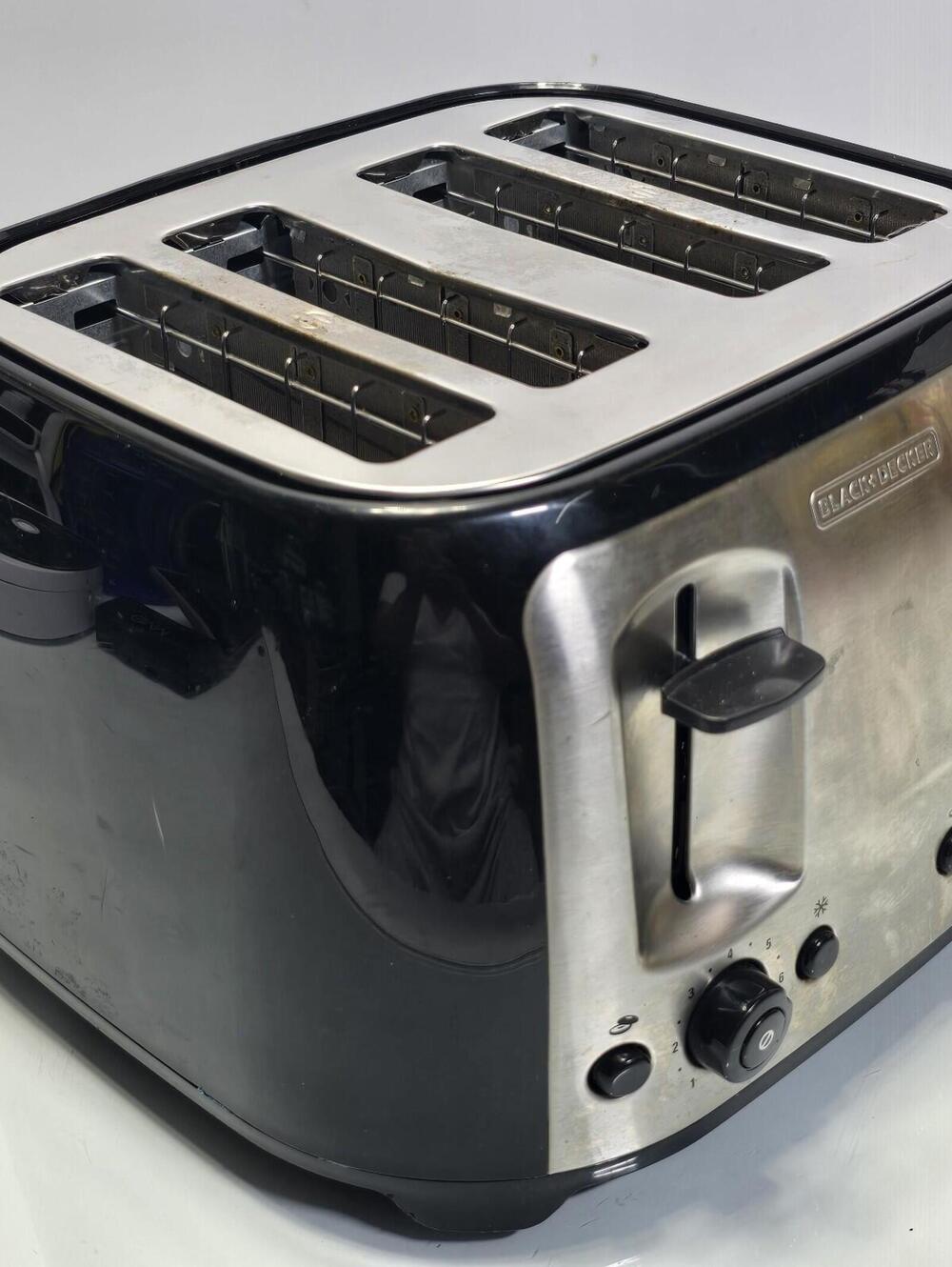 Black+Decker 4 Slice Toaster Stainless Steel Dual Control Extra Wide Slots Teste
